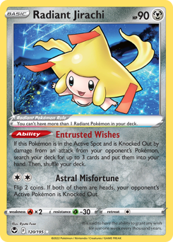 Radiant Jirachi 120/195 Radiant Rare Silver Tempest Pokemon Card Single