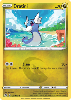 Dratini 129/195 Common Silver Tempest Pokemon Card Single