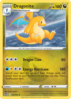 Dragonite 131/195 Holo Rare Silver Tempest Pokemon Card Single