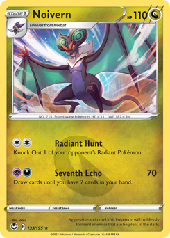 Noivern 133/195 Rare Silver Tempest Pokemon Card Single