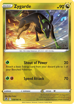 Zygarde 134/195 Rare Silver Tempest Pokemon Card Single