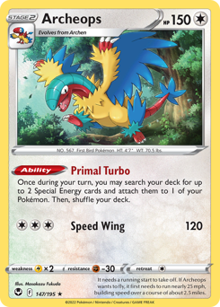 Archeops 147/195 Rare Silver Tempest Pokemon Card Single