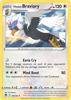 Hisuian Braviary 149/195 Rare Silver Tempest Pokemon Card Single