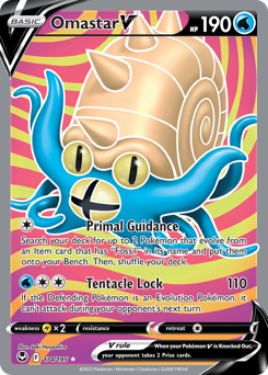 Omastar V (Full Art) 174/195 Ultra Rare Silver Tempest Pokemon Card Single