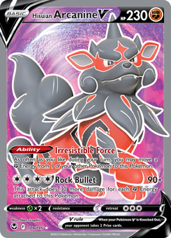 Hisuian Arcanine V (Full Art) 179/195 Ultra Rare Silver Tempest Pokemon Card Single