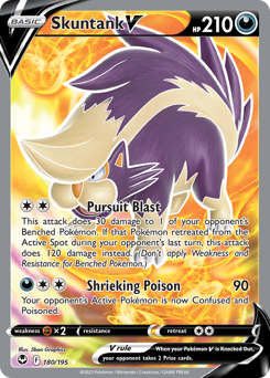 Skuntank V (Full Art) 180/195 Ultra Rare Silver Tempest Pokemon Card Single