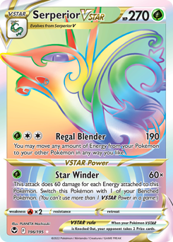 Serperior VSTAR (Secret) 196/195 Secret Rare Silver Tempest Pokemon Card Single