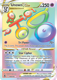 Unown VSTAR (Secret) 199/195 Secret Rare Silver Tempest Pokemon Card Single