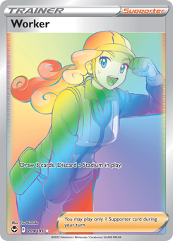 Worker (Secret) 209/195 Secret Rare Silver Tempest Pokemon Card Single