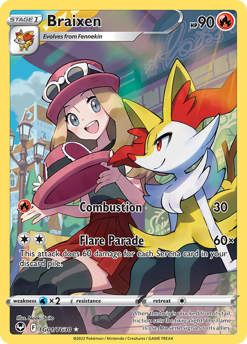 Braixen Trainer Gallery TG01/TG30 Ultra Rare Silver Tempest Pokemon Card Single
