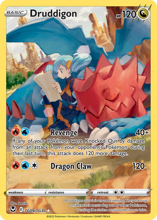 Druddigon Trainer Gallery TG09/TG30 Ultra Rare Silver Tempest Pokemon Card Single