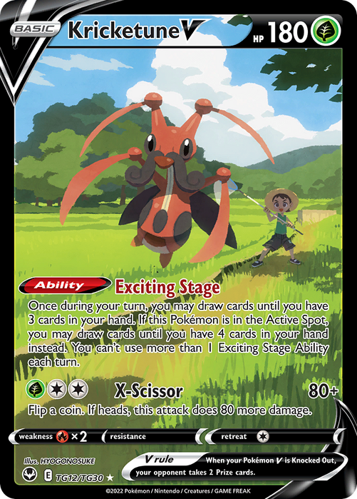 Kricketune V Trainer Gallery TG12/TG30 Ultra Rare Silver Tempest Pokemon Card Single