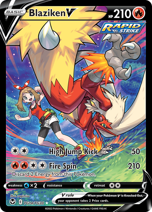 Blaziken V Trainer Gallery TG14/TG30 Ultra Rare Silver Tempest Pokemon Card Single