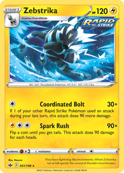 Zebstrika 051/198 Rare Chilling Reign Singles