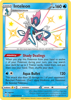 Inteleon Shiny Holo Rare SV027/SV122 Shining Fates Singles
