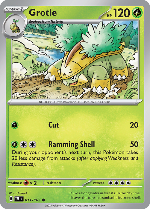 Grotle 011/162 Common Scarlet & Violet Temporal Forces Near Mint Pokemon Card