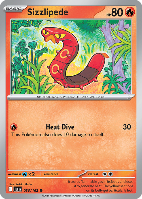 Sizzlipede 036/162 Common Scarlet & Violet Temporal Forces Near Mint Pokemon Card