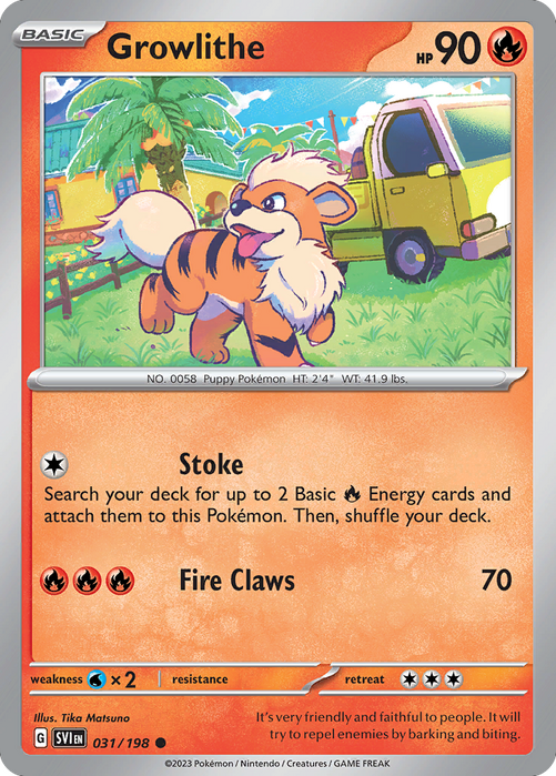Growlithe 031/198 Common Scarlet & Violet Pokemon Card