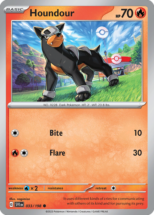 Houndour 033/198 Common Scarlet & Violet Pokemon Card