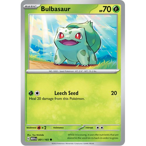 Bulbasaur 001/165 Common Scarlet & Violet 151 Pokemon card
