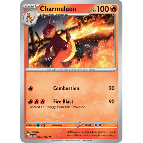 Charmeleon 005/165 Uncommon Scarlet & Violet 151 Pokemon card