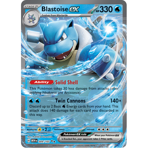 Blastoise ex 009/165 Double Rare Scarlet & Violet 151 Pokemon card