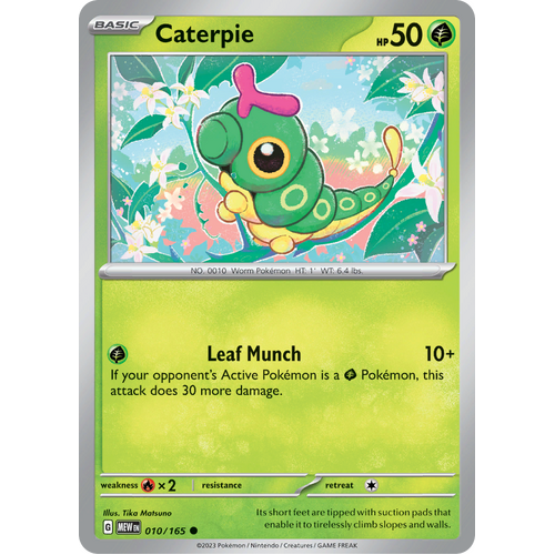 Caterpie 010/165 Common Scarlet & Violet 151 Pokemon card