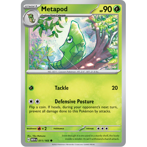Metapod 011/165 Common Scarlet & Violet 151 Pokemon card