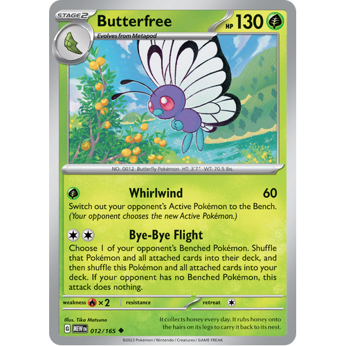 Butterfree 012/165 Uncommon Scarlet & Violet 151 Pokemon card