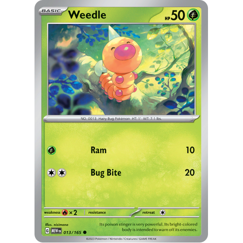 Weedle 013/165 Common Scarlet & Violet 151 Pokemon card