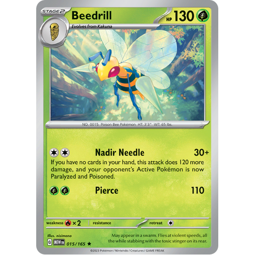 Beedrill 015/165 Rare Scarlet & Violet 151 Pokemon card