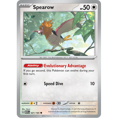 Spearow 021/165 Common Scarlet & Violet 151 Pokemon card