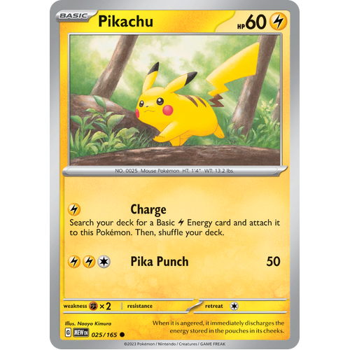 Pikachu 025/165 Common Scarlet & Violet 151 Pokemon card