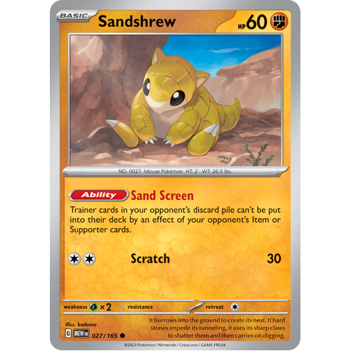Sandshrew 027/165 Common Scarlet & Violet 151 Pokemon card