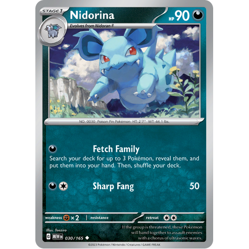 Nidorina 030/165 Uncommon Scarlet & Violet 151 Pokemon card