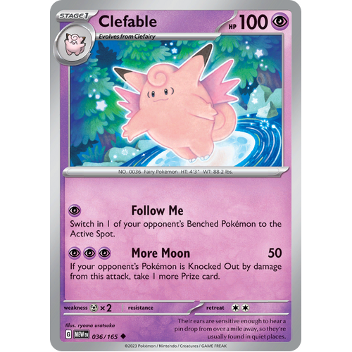 Clefable 036/165 Uncommon Scarlet & Violet 151 Pokemon card