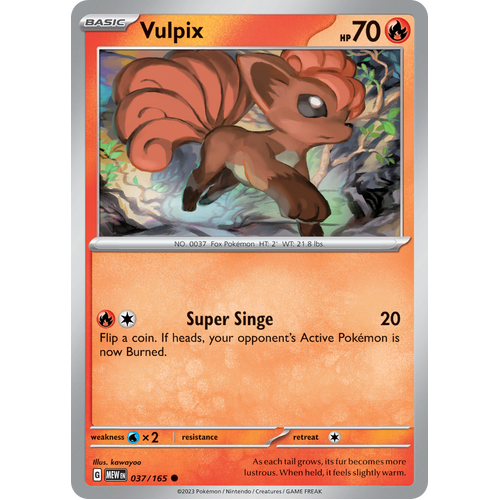 Vulpix 037/165 Common Scarlet & Violet 151 Pokemon card
