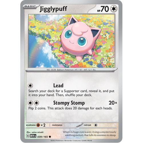 Jigglypuff 039/165 Common Scarlet & Violet 151 Pokemon card