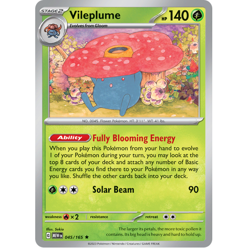 Vileplume 045/165 Rare Scarlet & Violet 151 Pokemon card