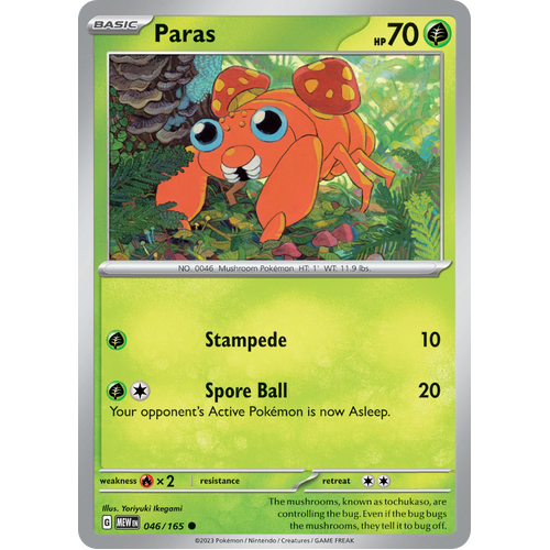 Paras 046/165 Common Scarlet & Violet 151 Pokemon card