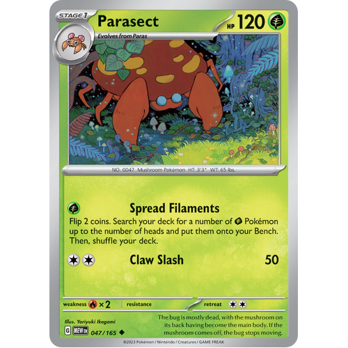 Parasect 047/165 Uncommon Scarlet & Violet 151 Pokemon card