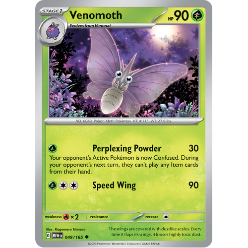 Venomoth 049/165 Uncommon Scarlet & Violet 151 Pokemon card