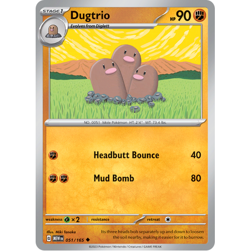 Dugtrio 051/165 Uncommon Scarlet & Violet 151 Pokemon card