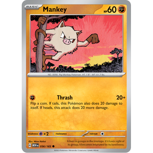 Mankey 056/165 Common Scarlet & Violet 151 Pokemon card