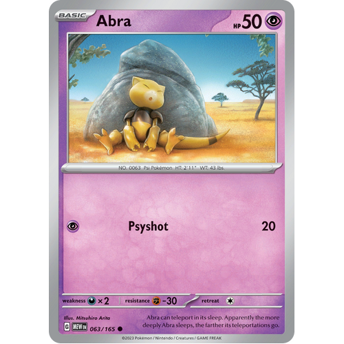 Abra 063/165 Common Scarlet & Violet 151 Pokemon card