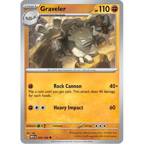 Graveler 075/165 Uncommon Scarlet & Violet 151 Pokemon card
