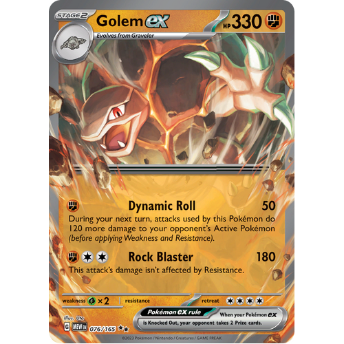 Golem ex 076/165 Double Rare Scarlet & Violet 151 Pokemon card