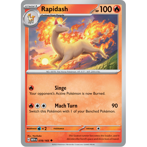 Rapidash 078/165 Uncommon Scarlet & Violet 151 Pokemon card