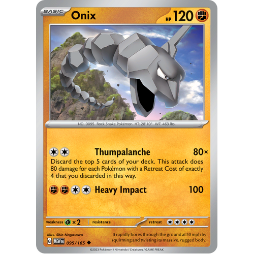 Onix 095/165 Uncommon Scarlet & Violet 151 Pokemon card