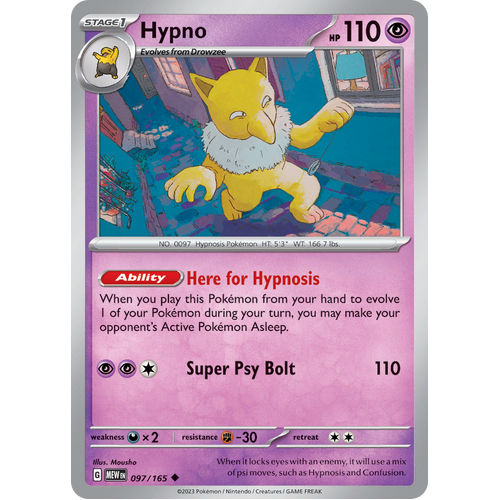 Hypno 097/165 Uncommon Scarlet & Violet 151 Pokemon card